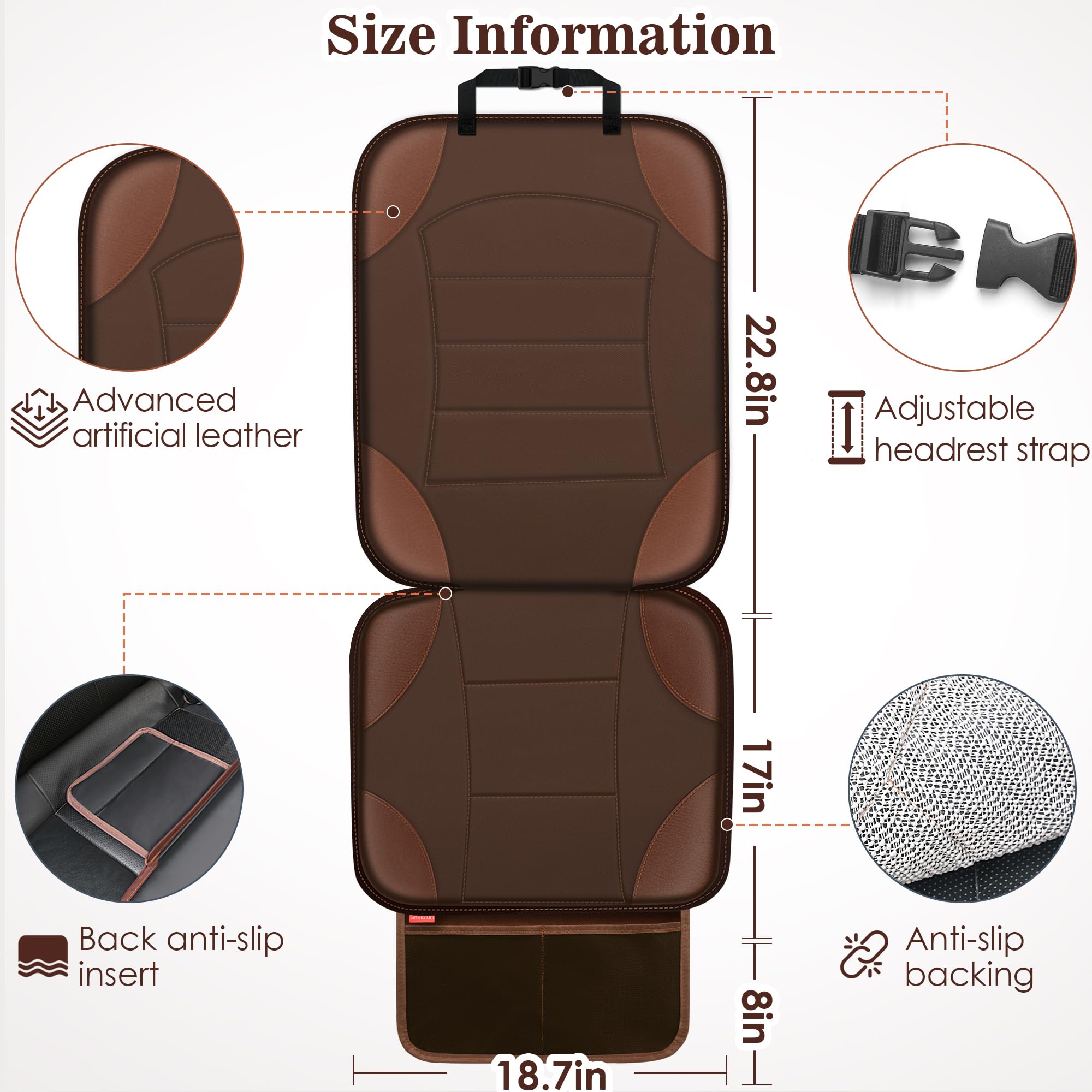 Sinvitron two mesh pockets brown useful for wipes, toys, or snacks.
