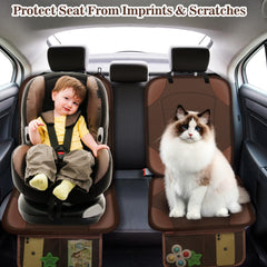 Sinvitron waterproof leather-mat brown seat cover keeps seats clean during messy family outings.