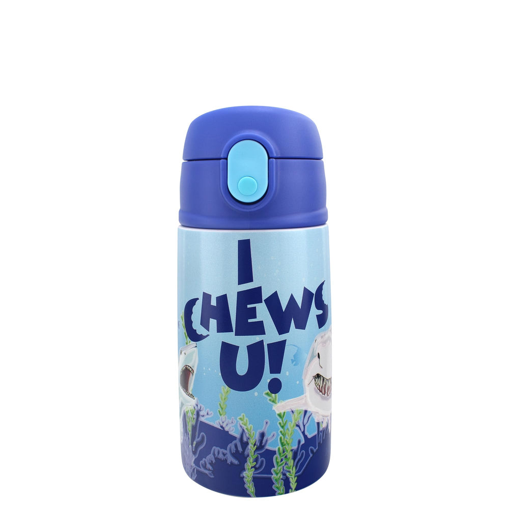SIP WITH ME Sealife Shark bottle with flip-top lid for spill-safe hydration on the go.