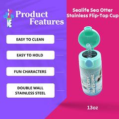 SIP WITH ME SRM Sealife Sea Otter 13 oz tumbler with spill-safe lid, perfect for juice or water.