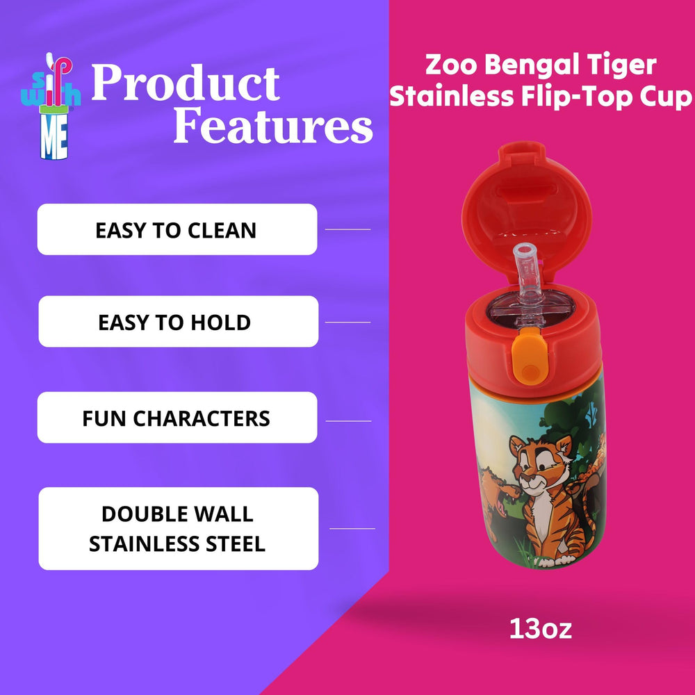 SIP WITH ME SRM Zoo Bengal Tiger bottle spill-safe lid for mess-free commuting