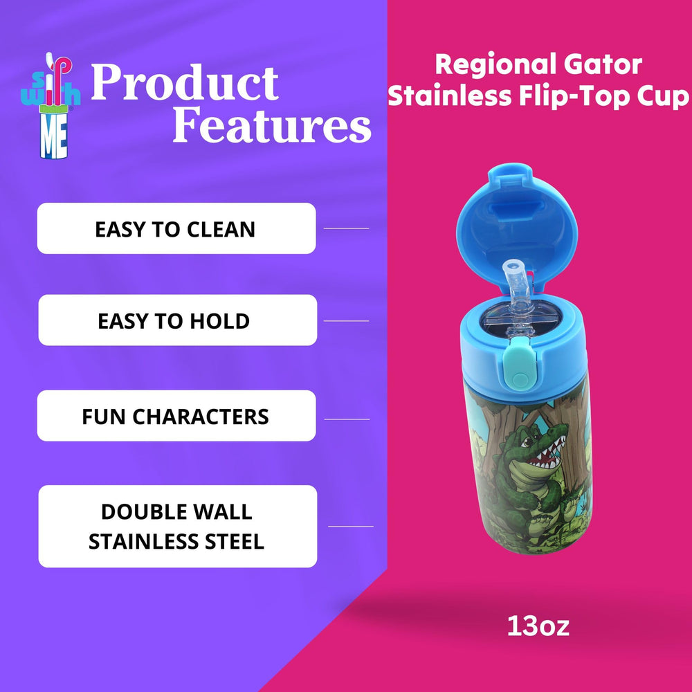 SIP WITH ME stainless steel bottle side view shows durable BPA-free construction.