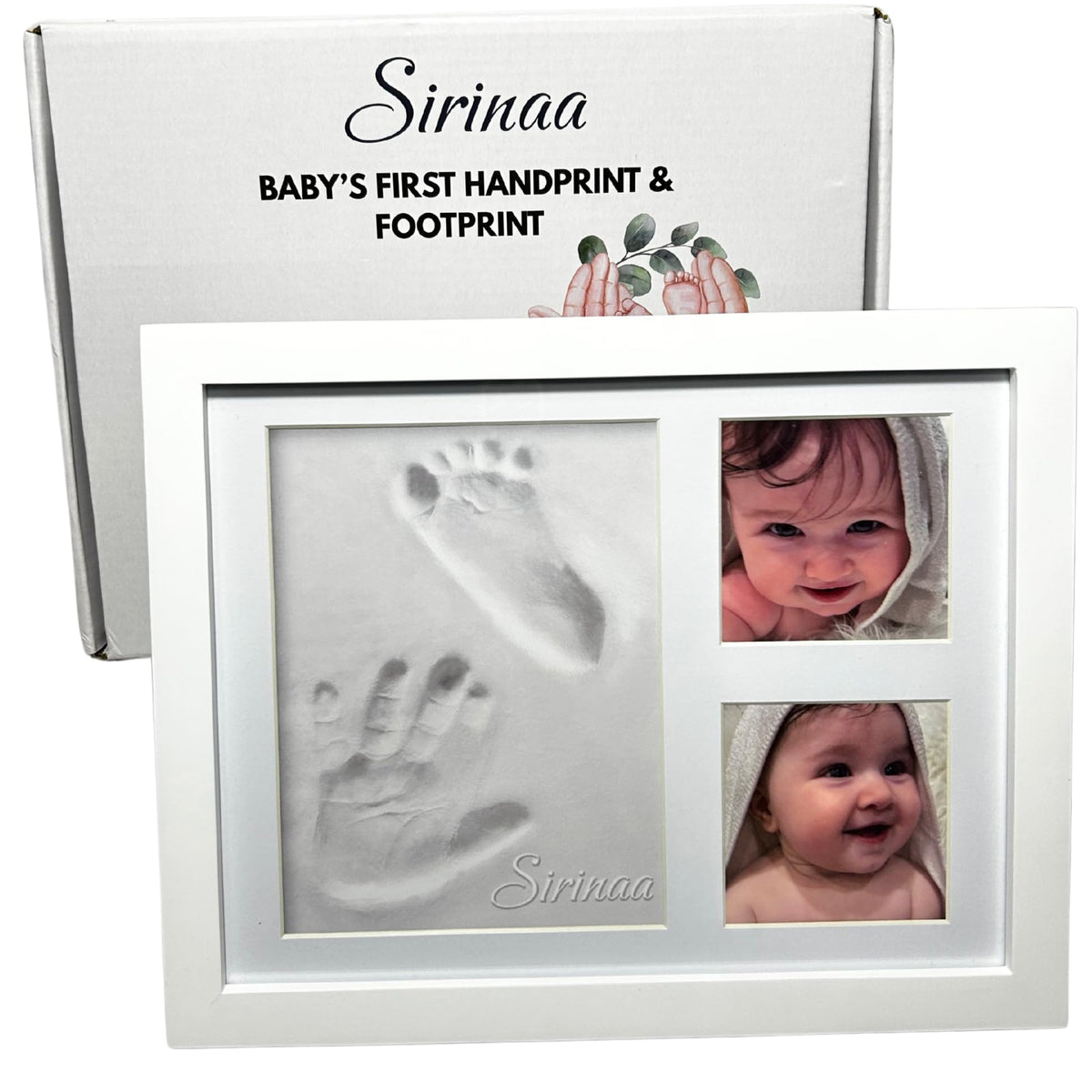 Sirinaa baby handprint frame closeup showing a lasting keepsake