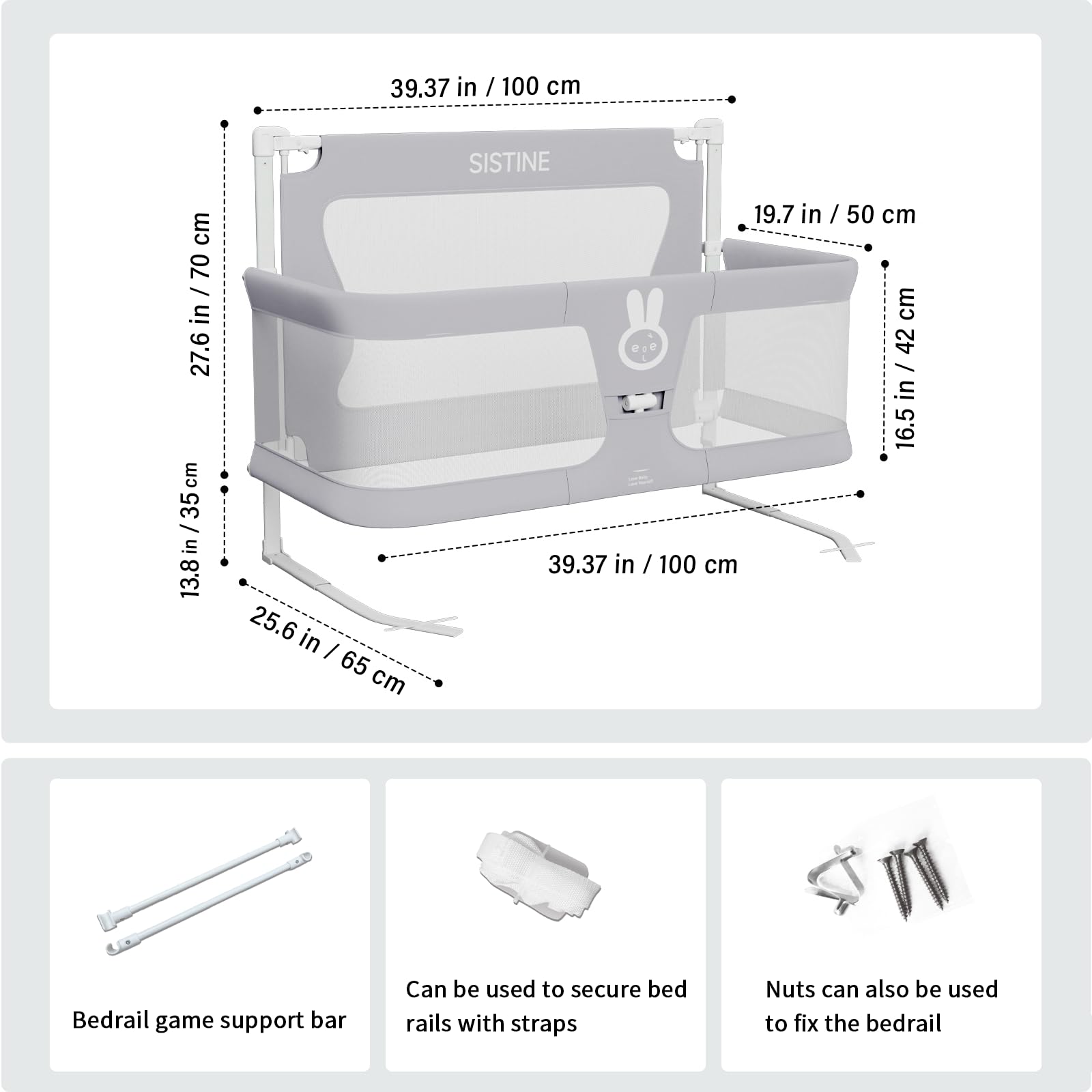 SISTINE Co Sleeper in-bed setup highlights space-saving design.
