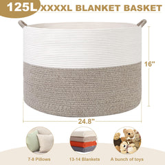 Sitanflex XXXXL 125L blanket basket open top with blankets for easy access.