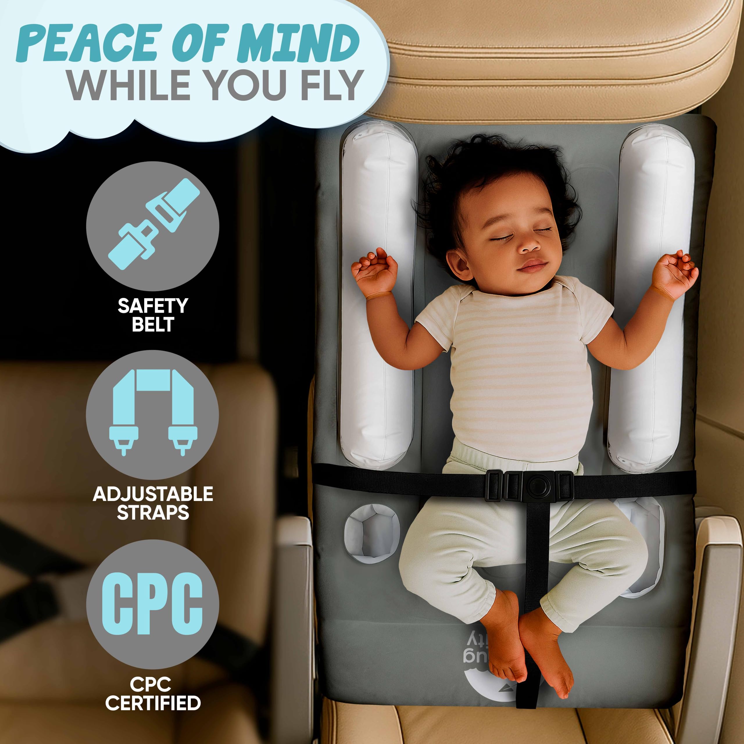 Sittina air pump enables quick, hassle-free inflation before boarding.