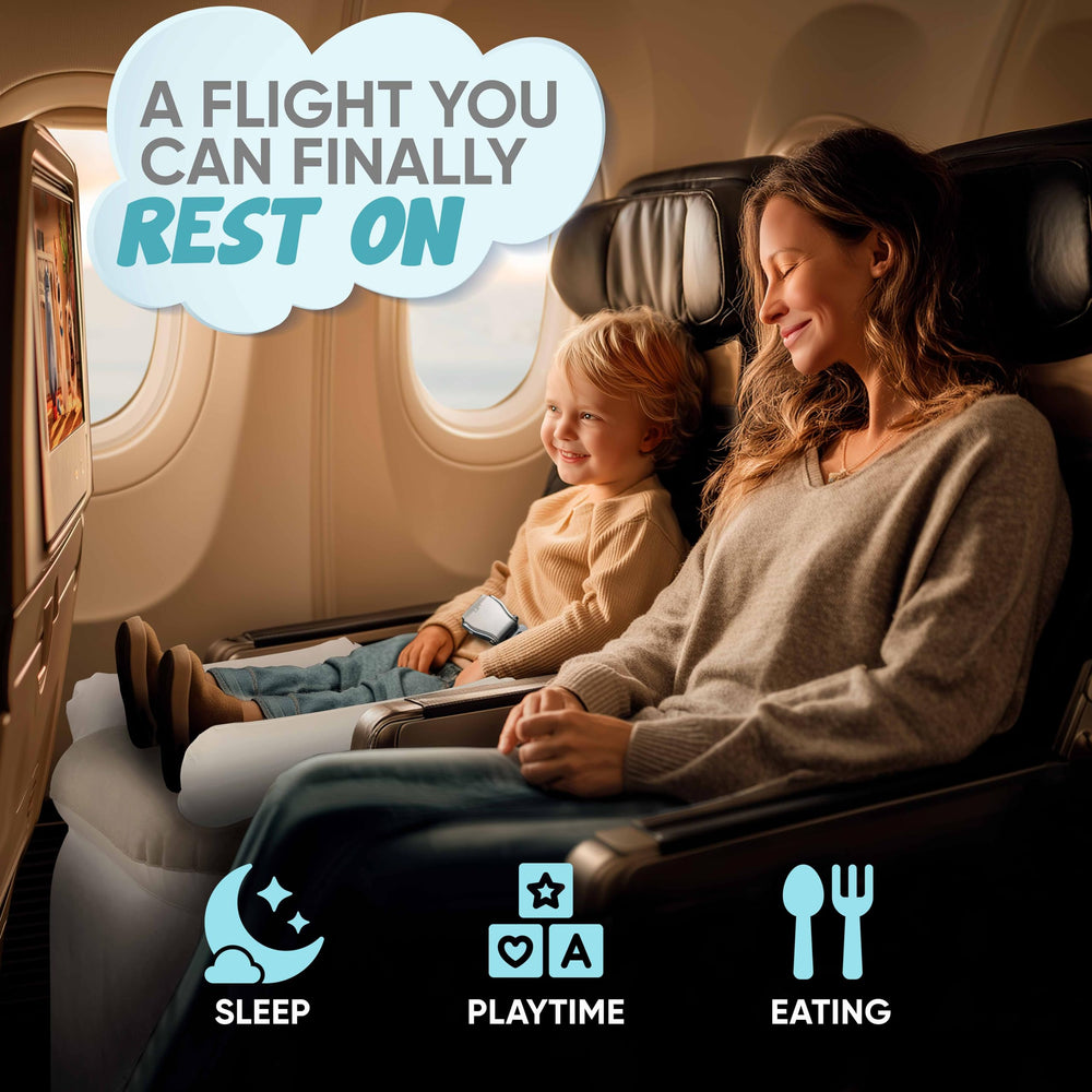 Sittina safety-belt-equipped bed keeps kids secure during takeoff and nap.