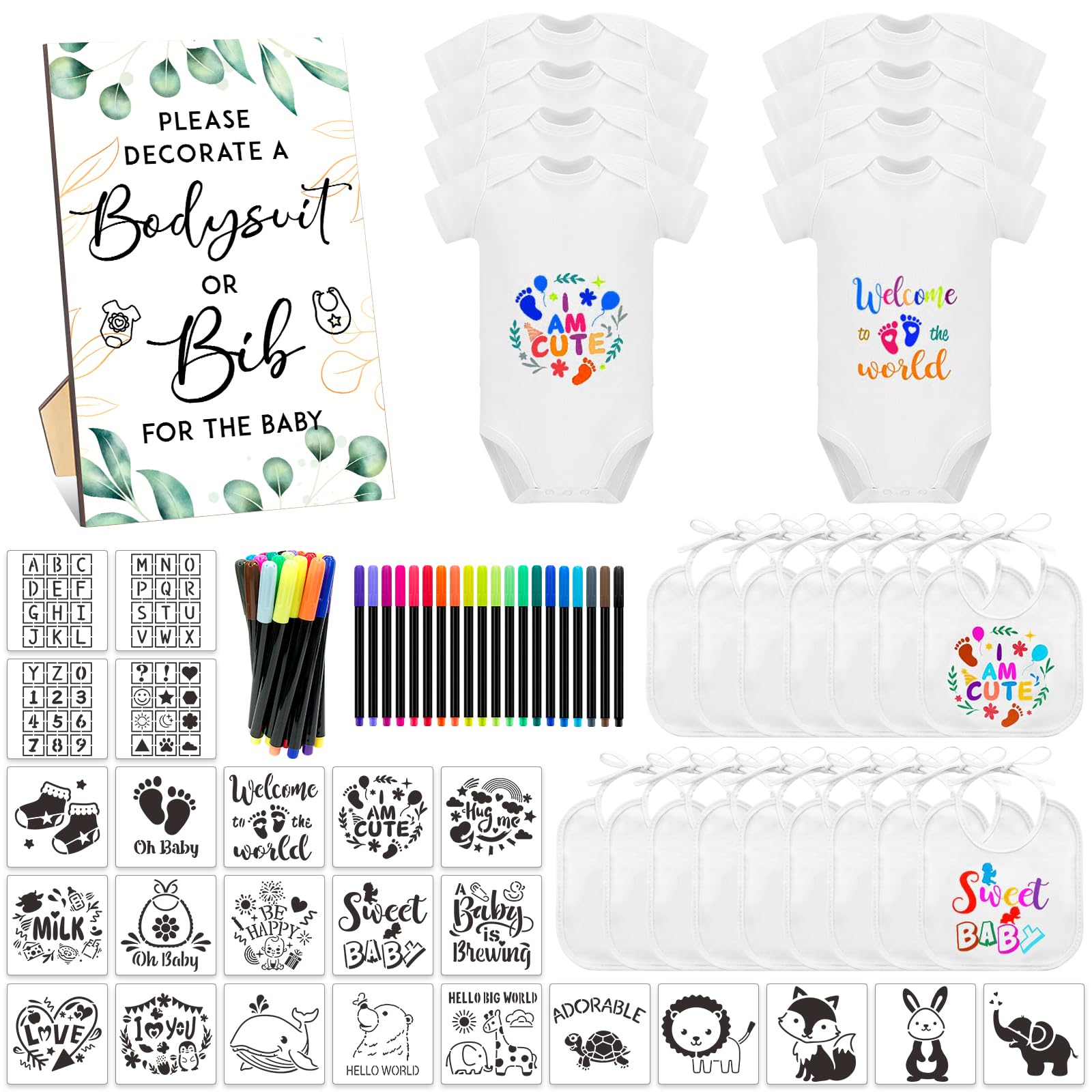 SytuHete 69pcs set packaging shows contents for DIY bib decorating