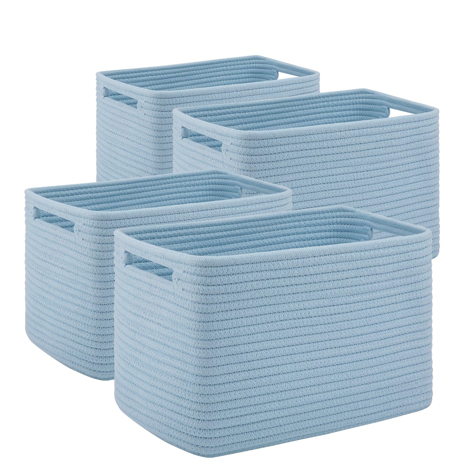 SIXDOVE 4-pack storage baskets blue front view for tidy toys and towels