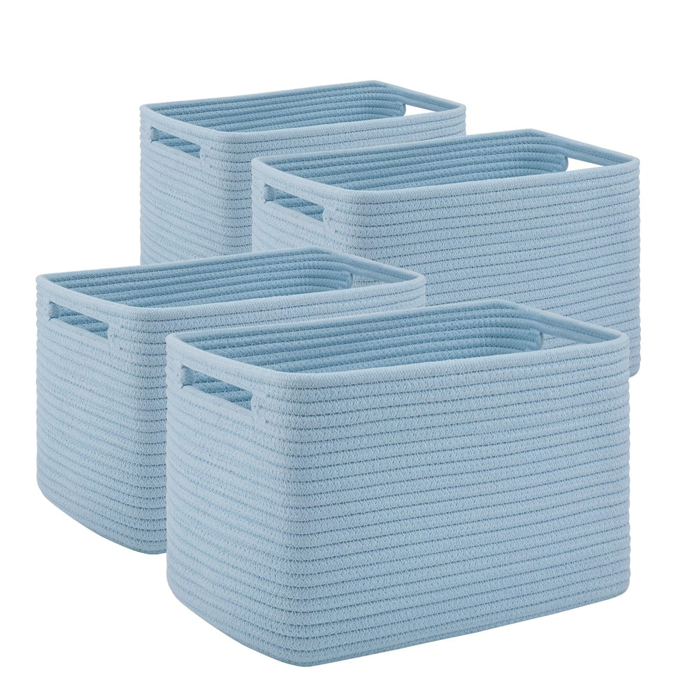 SIXDOVE 4-pack storage baskets blue front view for tidy toys and towels