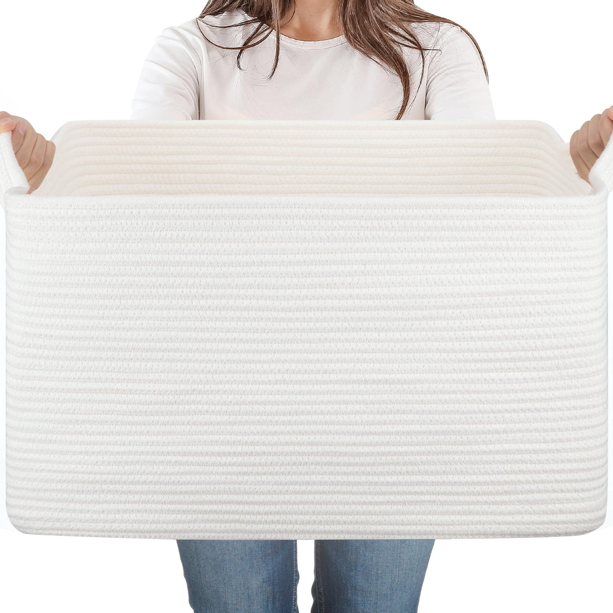 SIXDOVE 65L storage basket blanket – spacious for blankets and pillows, tidy living room.