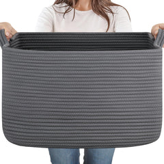 SIXDOVE 65L storage basket closeup woven cotton rope for durable organization