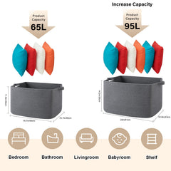 SIXDOVE 65L dark grey basket on shelf keeps blankets neatly stored