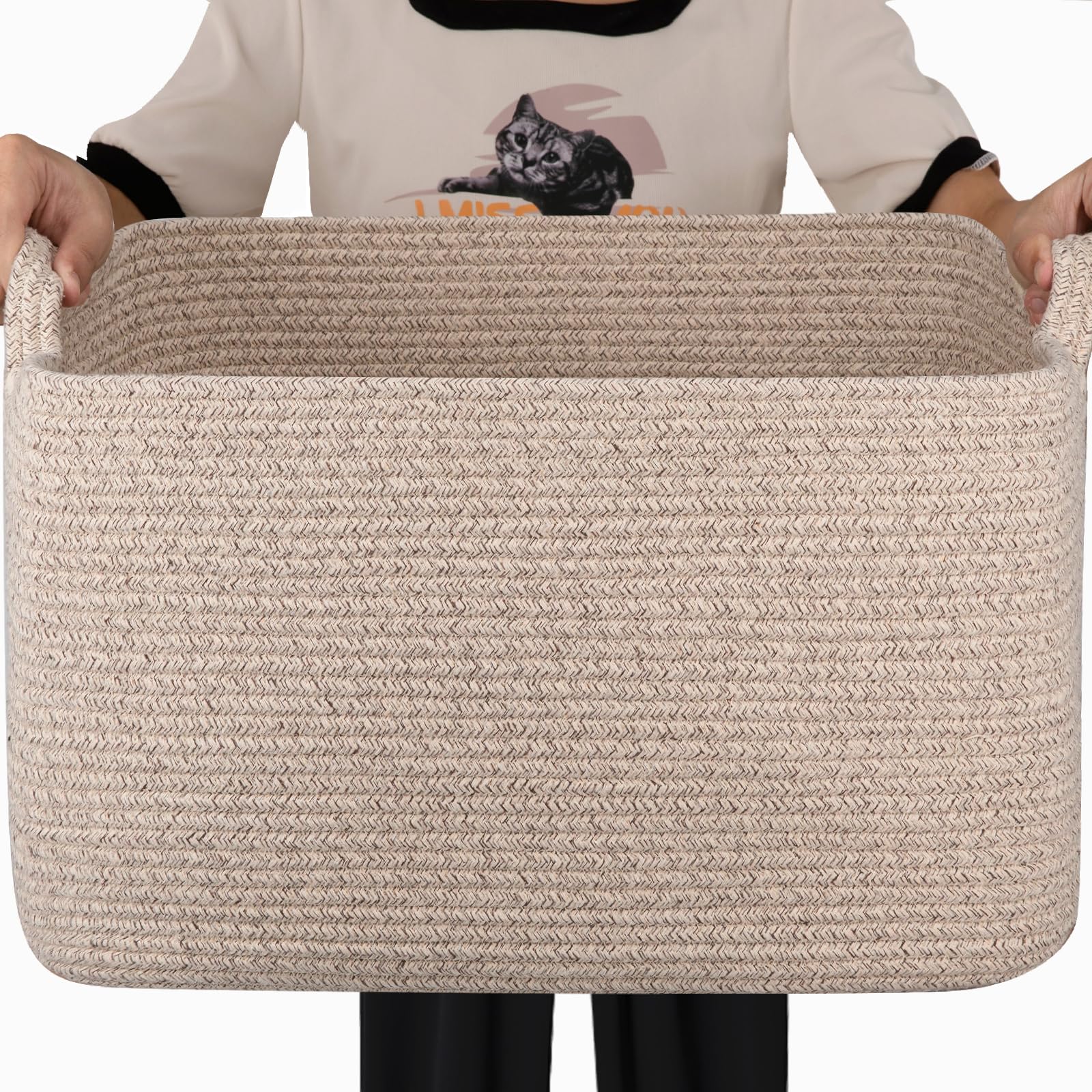 SIXDOVE 65L storage basket front view in brown for ample organization