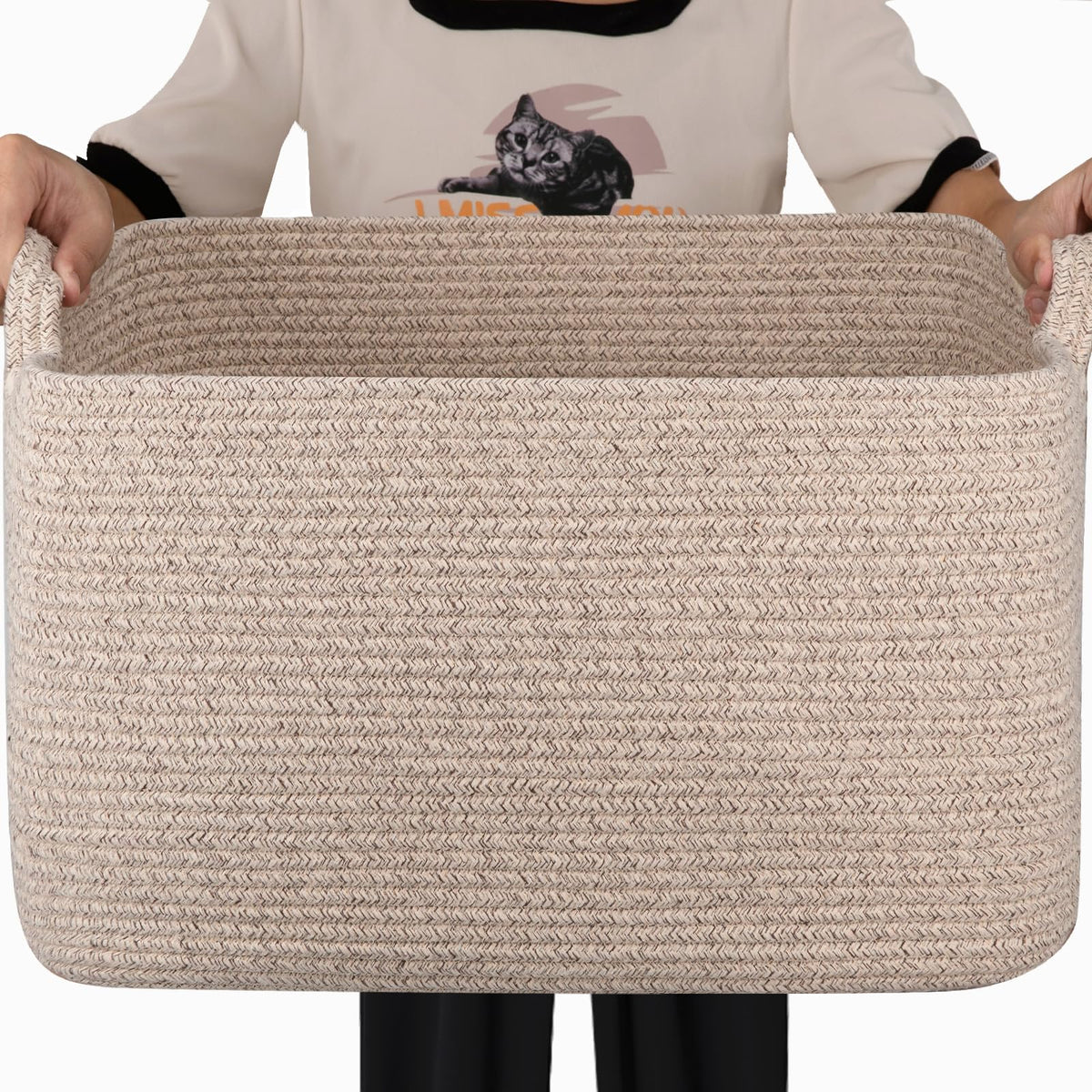SIXDOVE 65L storage basket front view in brown for ample organization