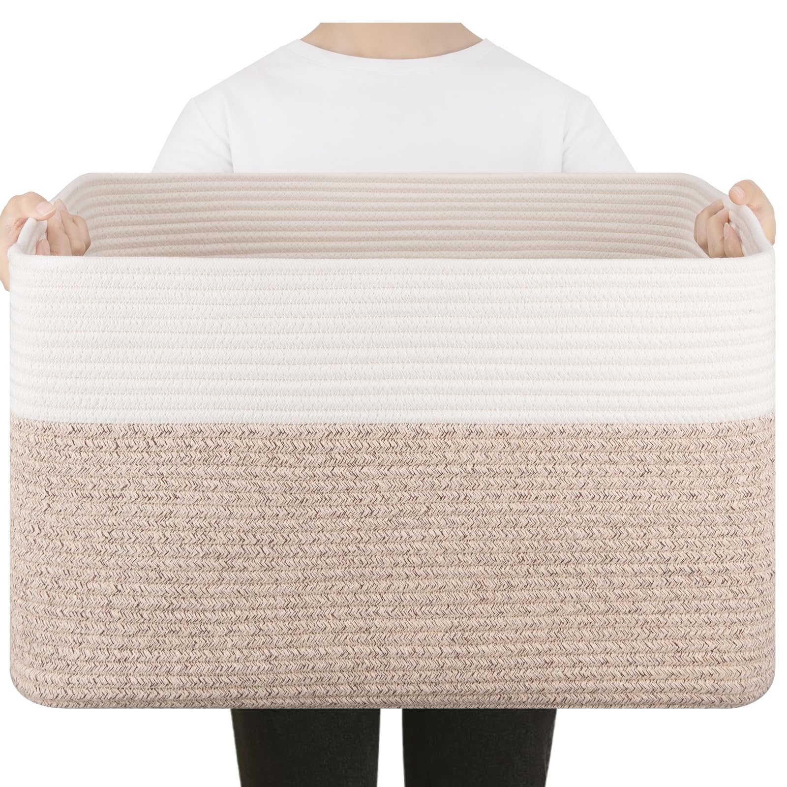 SIXDOVE 75L large blanket basket front view showing ample storage for blankets and toys