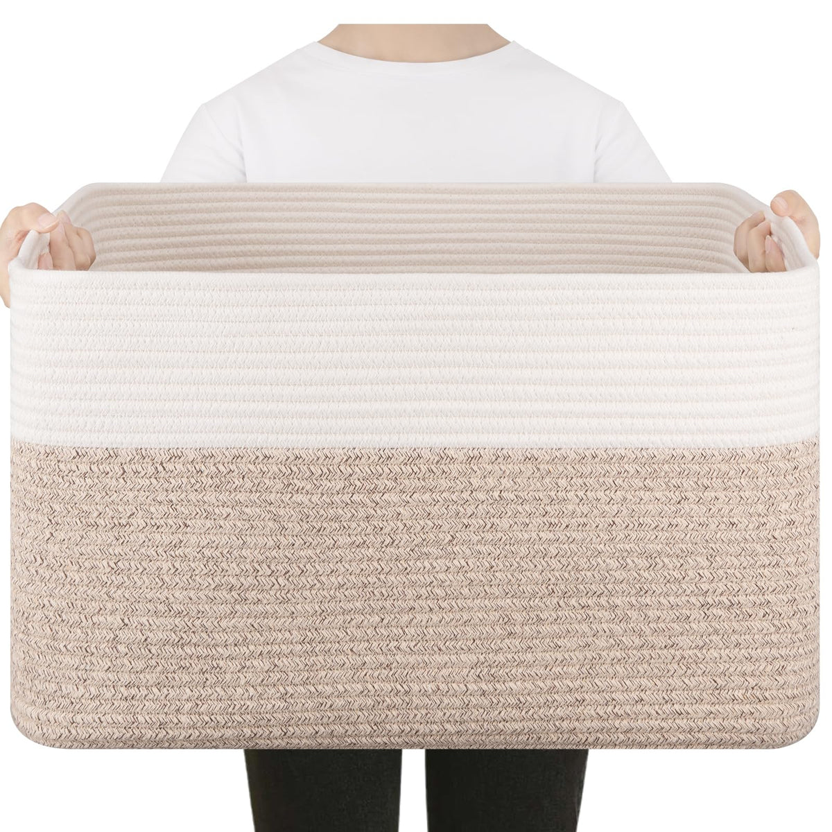 SIXDOVE 75L large blanket basket front view showing ample storage for blankets and toys