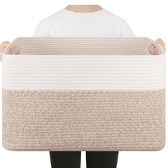 SIXDOVE 75L large blanket basket front view showing ample storage for blankets and toys