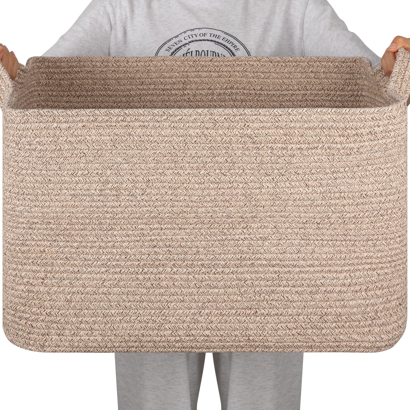 SIXDOVE 95L storage basket close-up showing cotton rope material for safe, breathable storage.