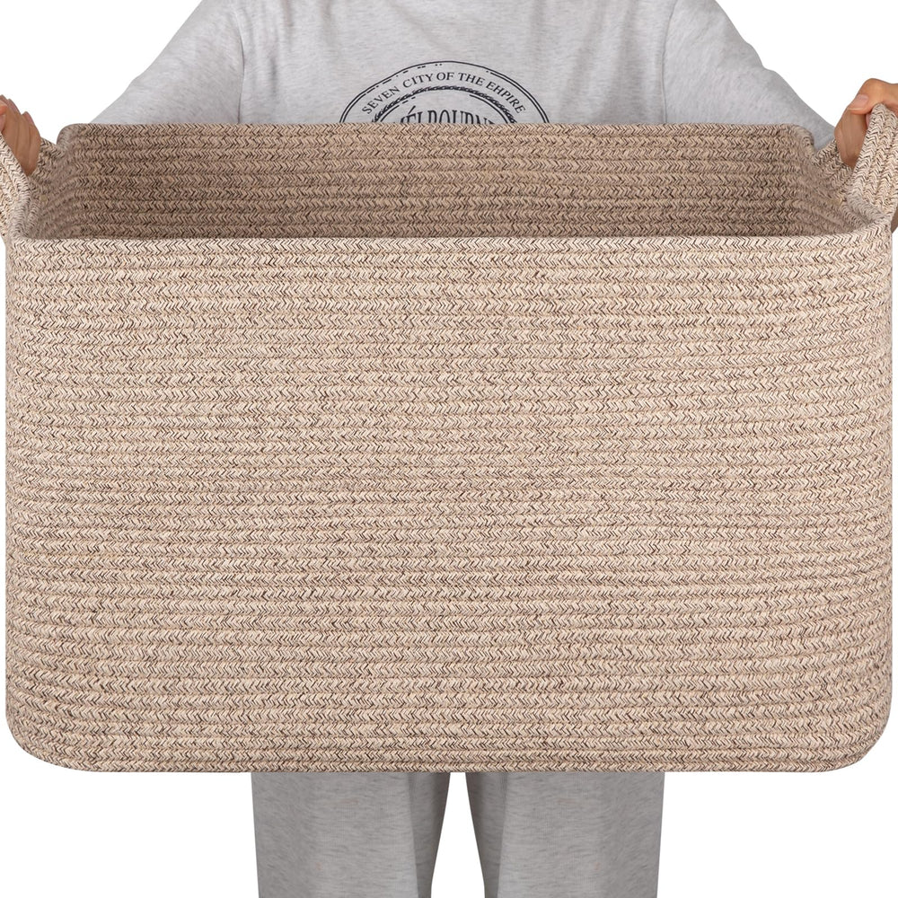 SIXDOVE 95L storage basket close-up showing cotton rope material for safe, breathable storage.
