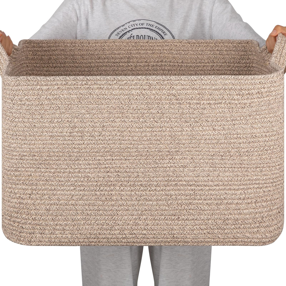 SIXDOVE 95L storage basket close-up showing cotton rope material for safe, breathable storage.