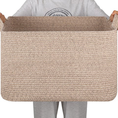 SIXDOVE 95L storage basket close-up showing cotton rope material for safe, breathable storage.