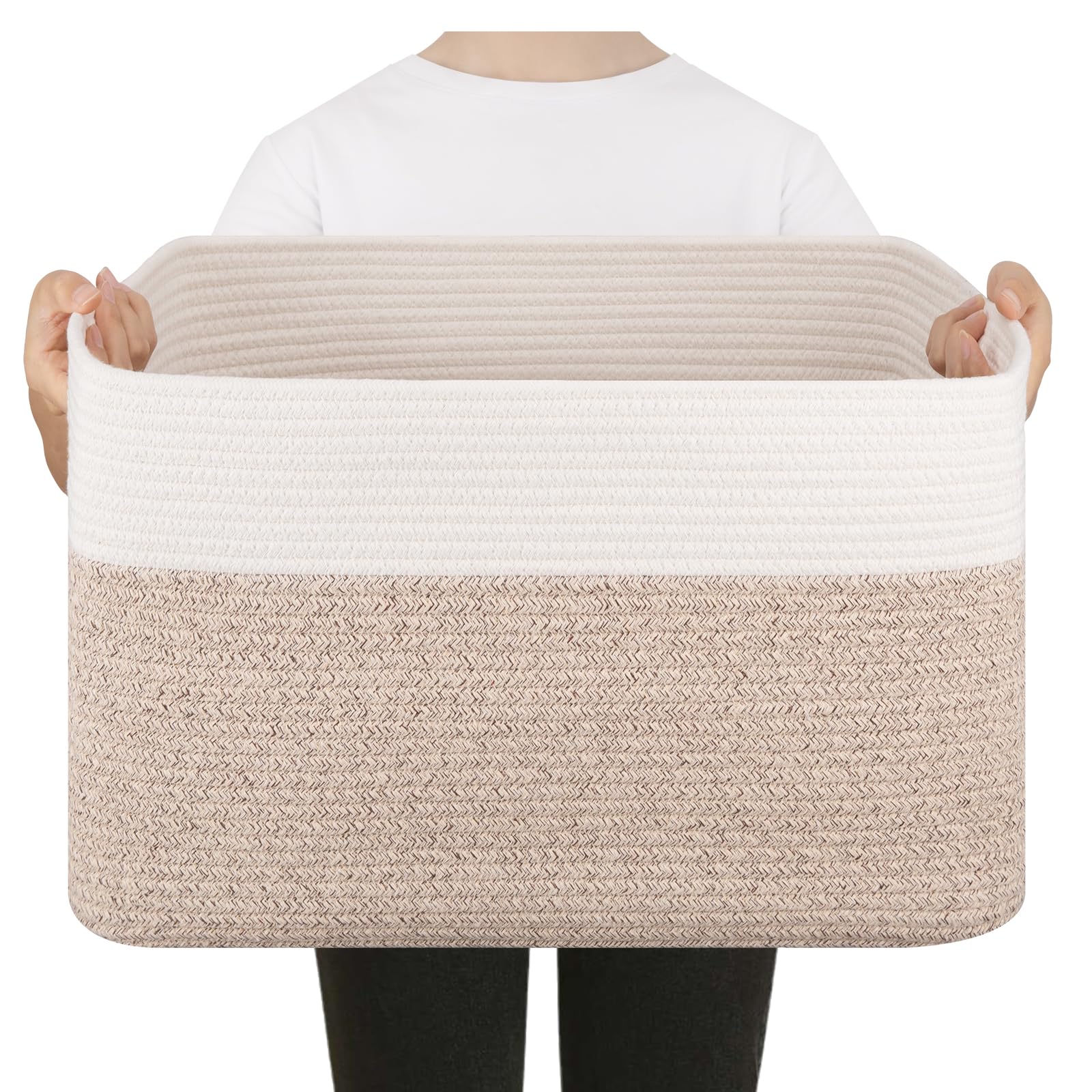 SIXDOVE blanket basket close-up shows soft cotton rope for baby-friendly storage.