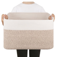 SIXDOVE blanket basket close-up shows soft cotton rope for baby-friendly storage.