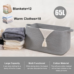 SIXDOVE cotton rope blanket basket highlights natural material and safe home storage