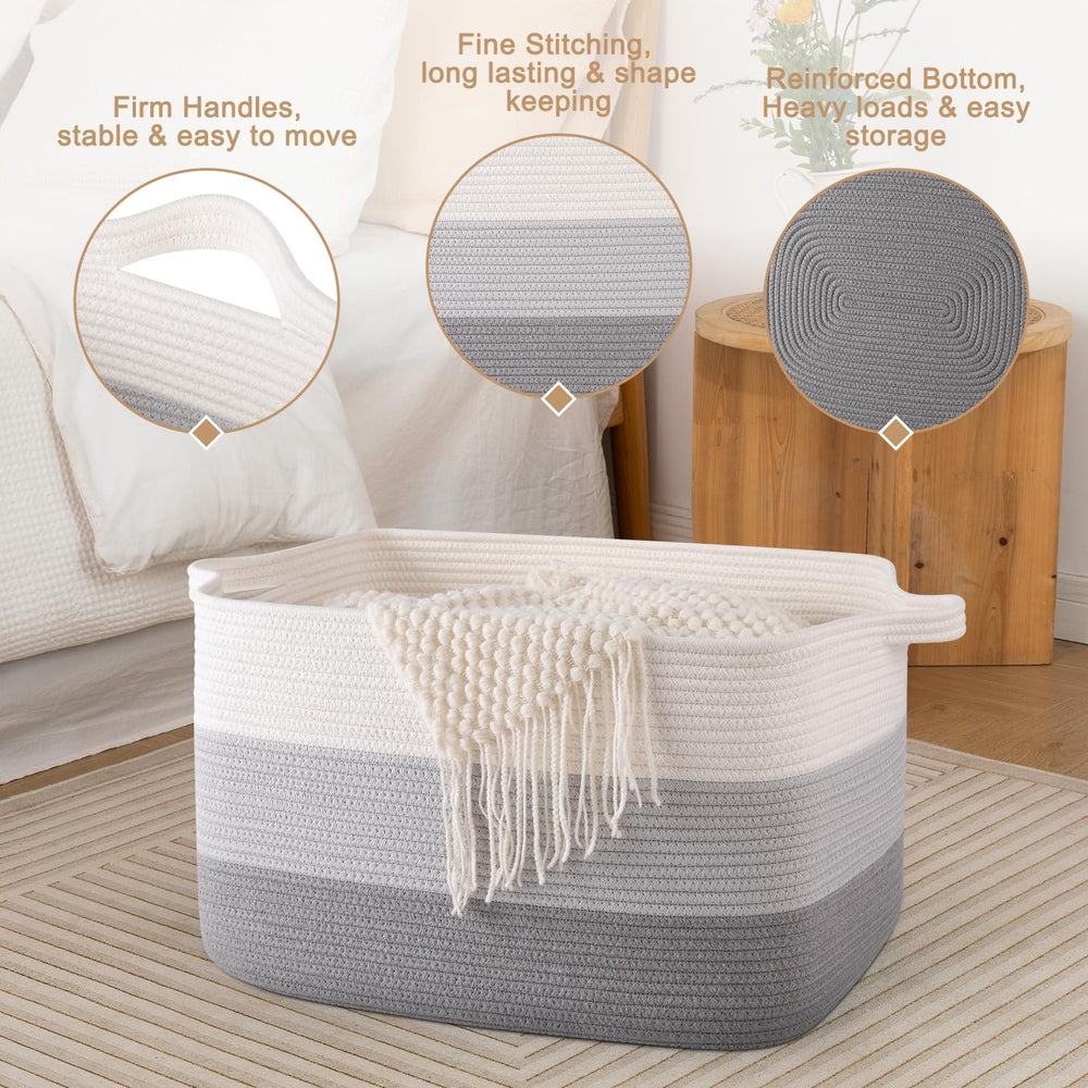 SIXDOVE blanket storage basket with folded blankets for neat organization.