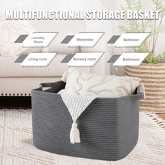 SIXDOVE cotton rope basket double-handles detail for easy transport
