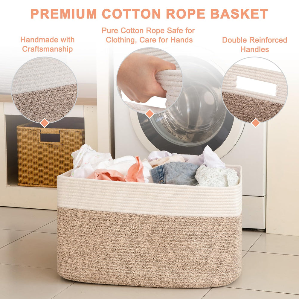 SIXDOVE cotton rope basket living room setup adds tidy storage and decor