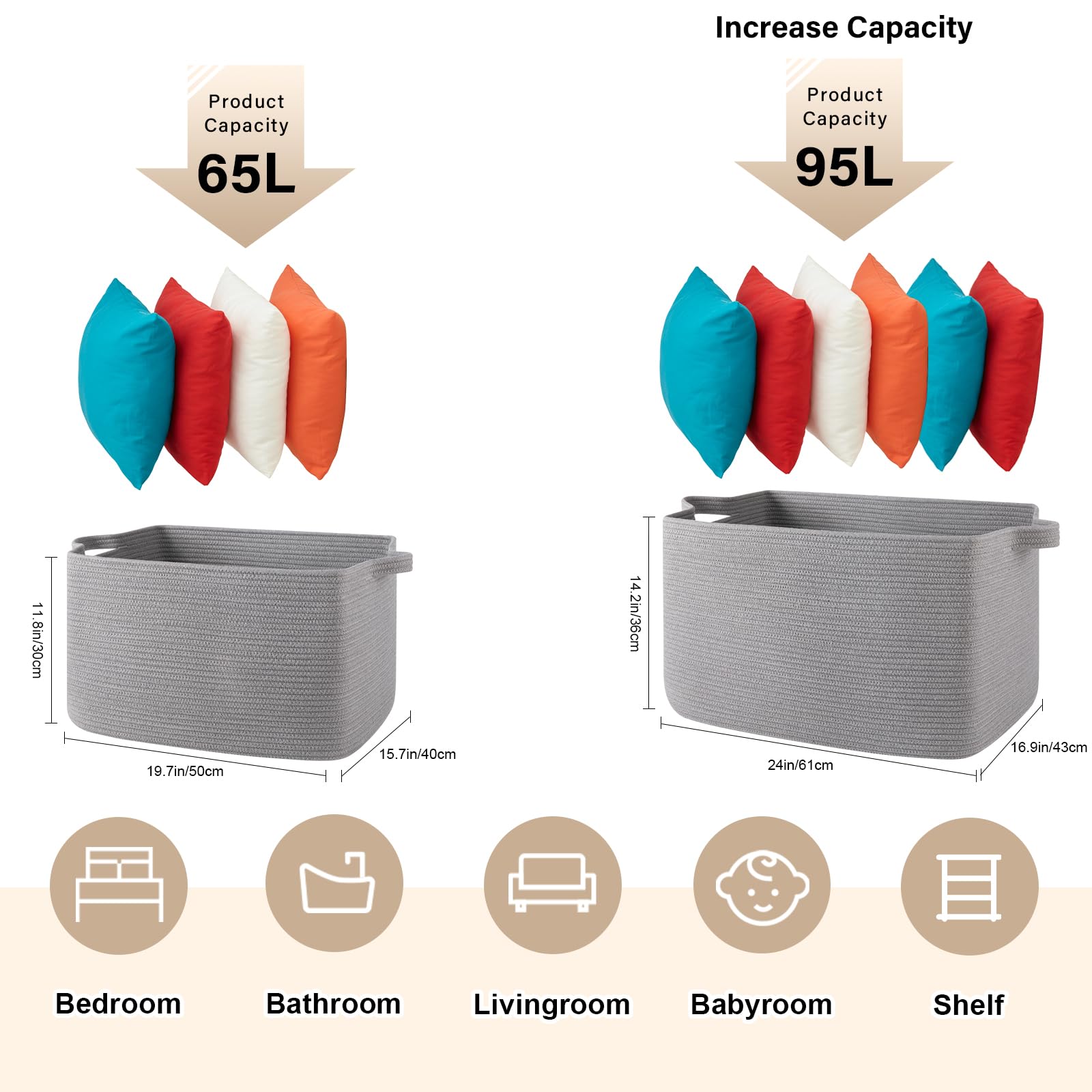SixDove cotton rope basket open structure, ideal for quick toy organization.