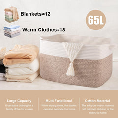 SIXDOVE cotton rope basket in brown and white, keeps toys neatly contained.