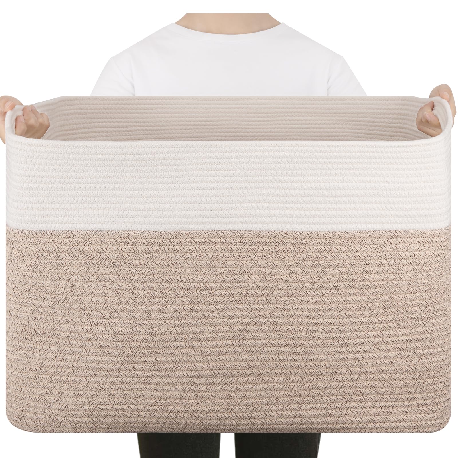 SIXDOVE extra large blanket basket front view for organized living spaces