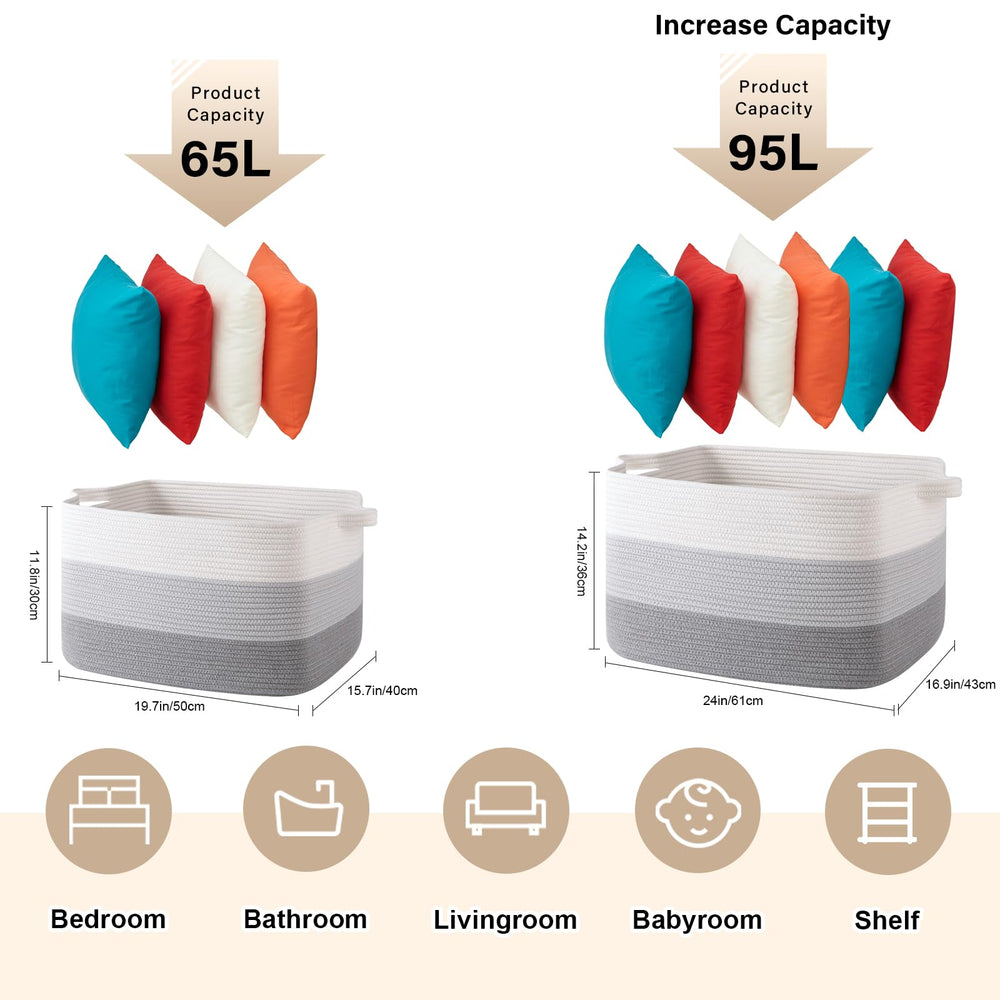 SIXDOVE gradient grey basket in living room adds soft, stylish storage.