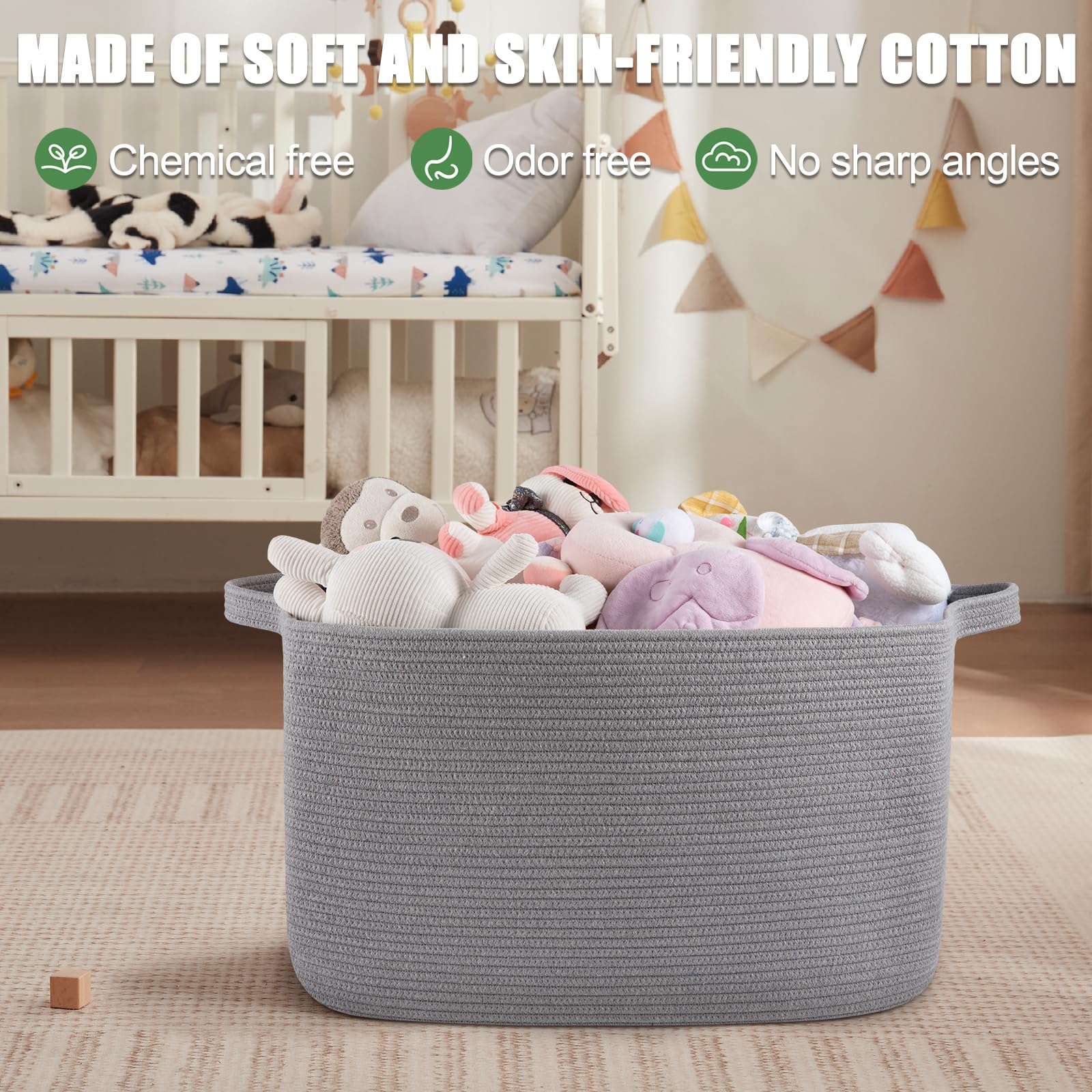 SIXDOVE light-gray nursery basket designed for baby room storage