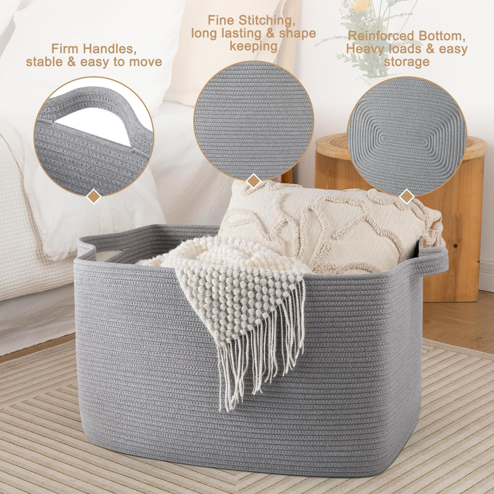 SIXDOVE living room organization with a blanket and cushion in the basket