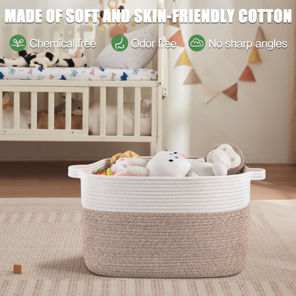 SIXDOVE 65L basket beside a bed stores extra linens.