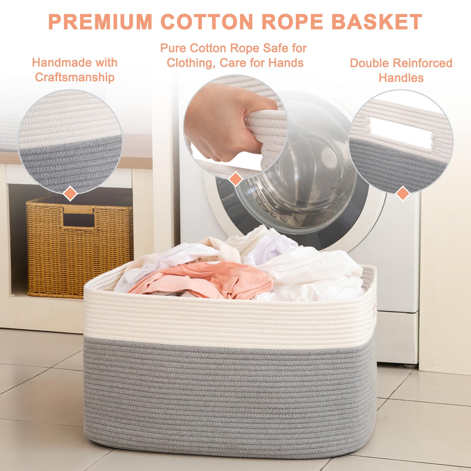 SIXDOVE nursery toy bin close-up reveals soft cotton rope texture