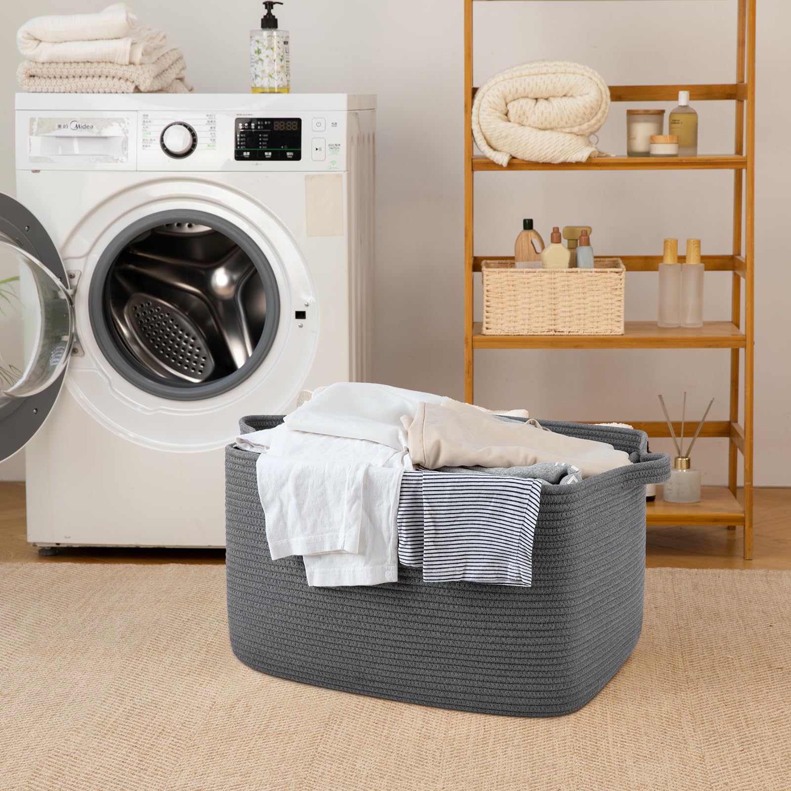 SIXDOVE rectangular storage basket ideal for blankets and throws