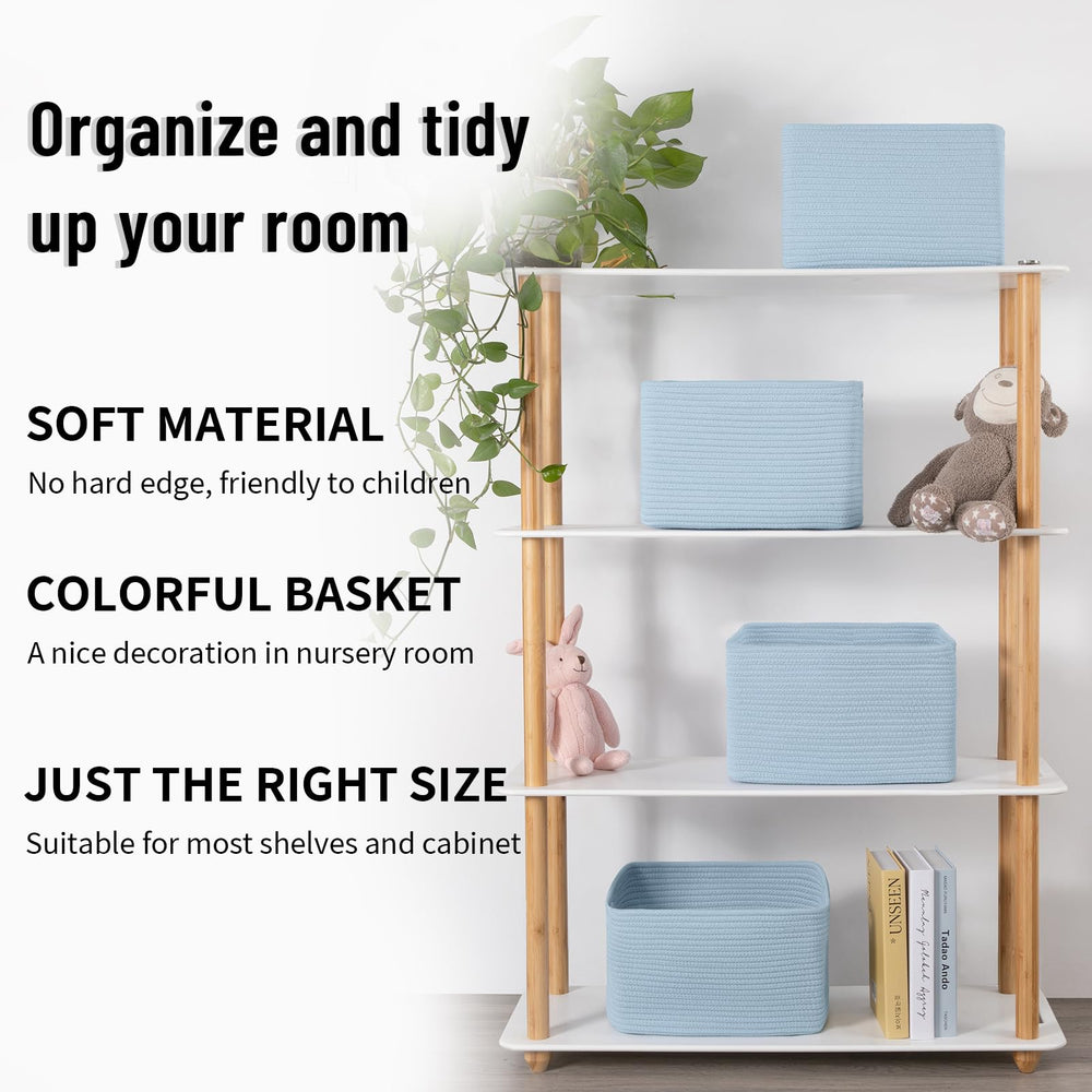 SIXDOVE soft woven basket under bed blue demonstrates foldable space-saving organization
