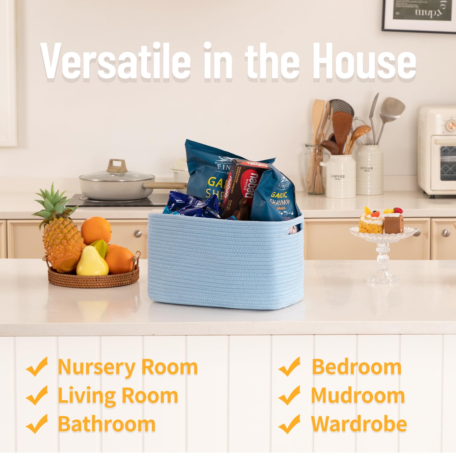 SIXDOVE storage basket on shelf blue shows sturdy cube design for easy access