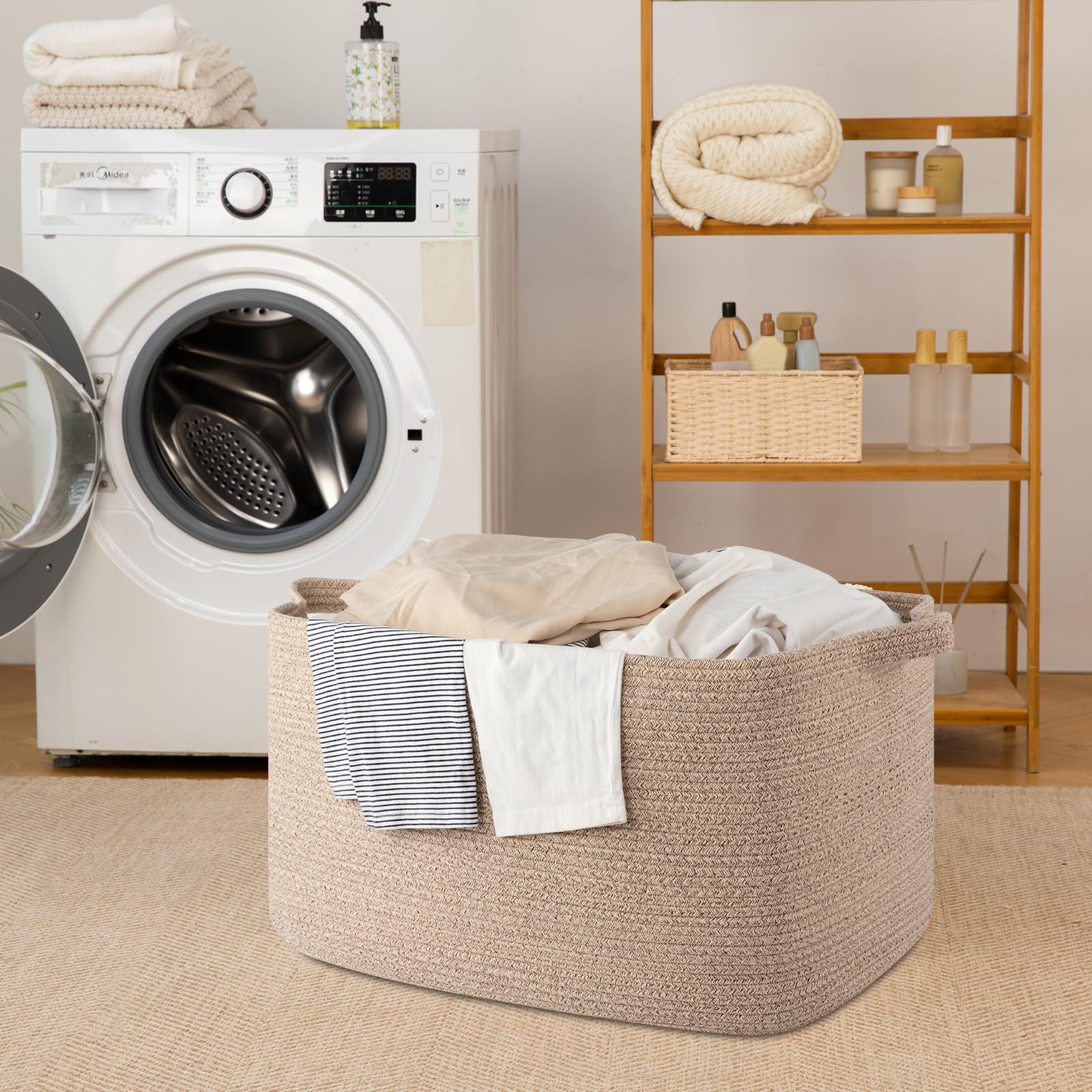 SIXDOVE wood-shelf compatible storage basket fits closet or shelf.