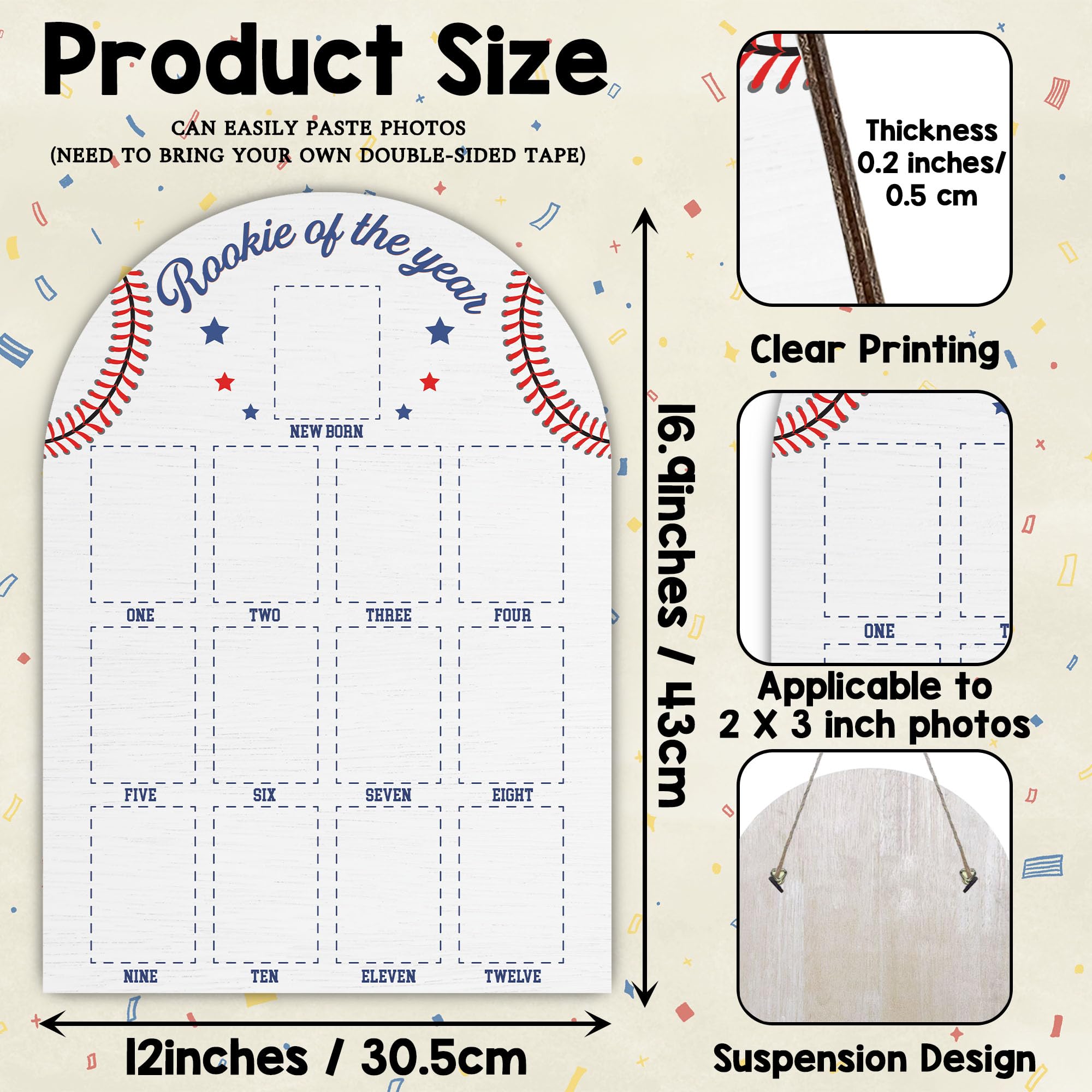 SIXEIGHT Baseball milestone board 16.9x12 layout ideal for wall display.