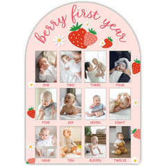 SIXEIGHT one-year wood photo board front view for monthly milestone keepsake display