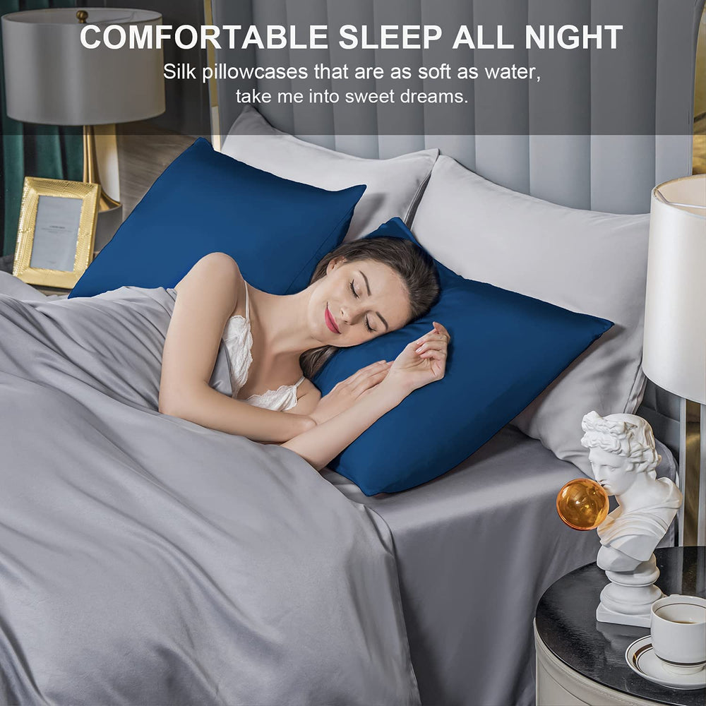 SIYUAN Silk Pillowcase dual-sides image emphasizes allergen-proof design and versatile use across seasons