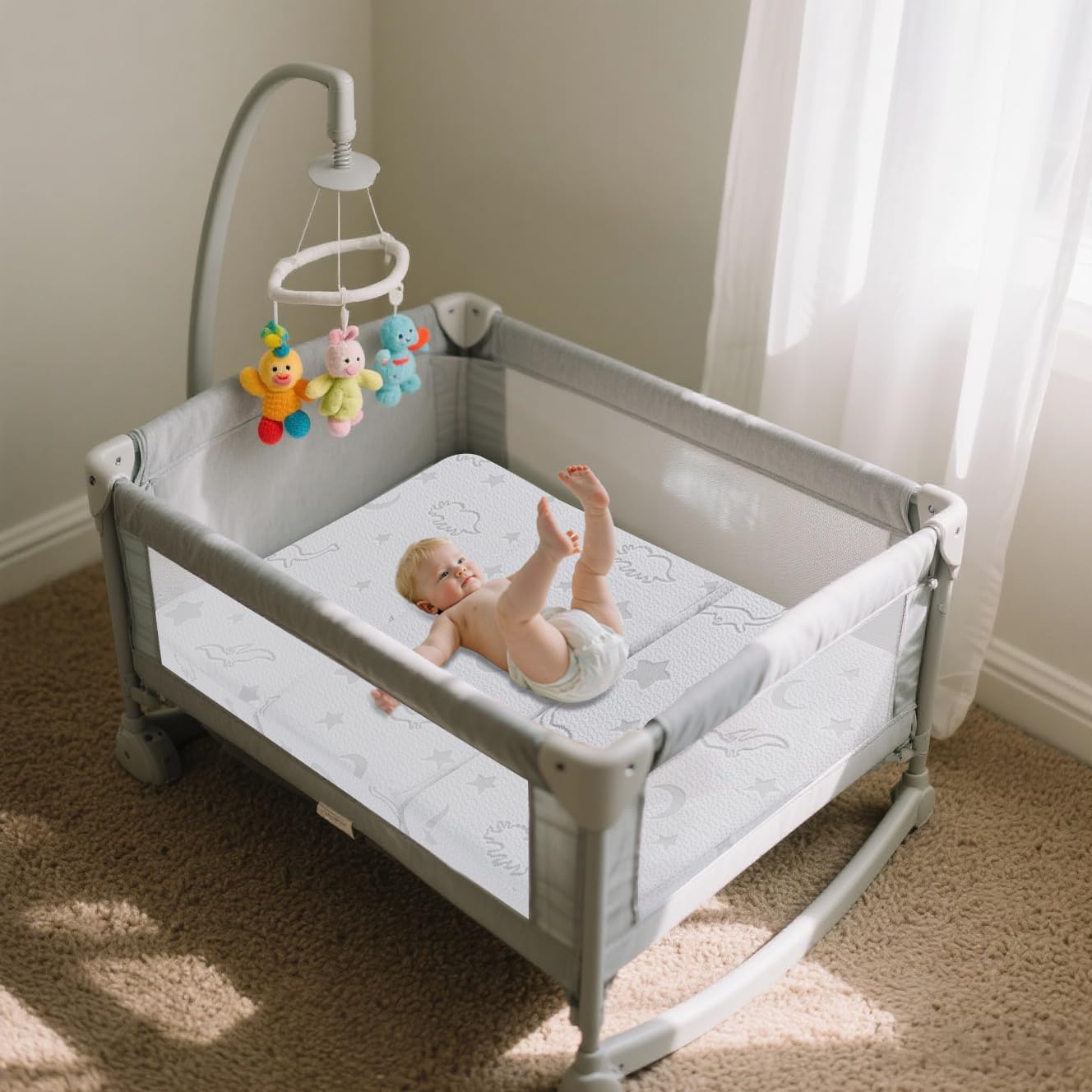 SJEUQOP 38x26 universal fit minimizes compatibility concerns with most portable cribs.