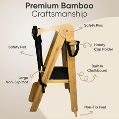 SK SMART KIDS bamboo toddler tower demonstrates durable construction for growing toddlers