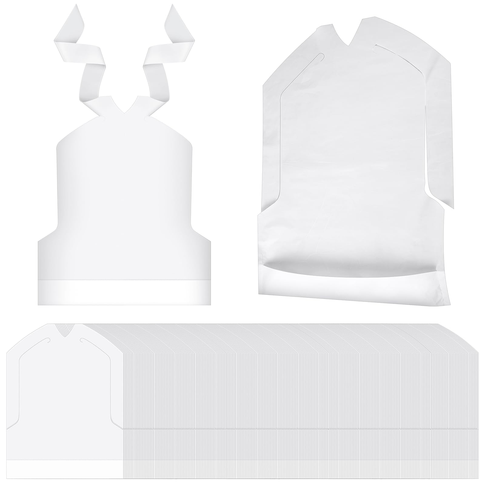 Skicuff white bulk-pack disposable bibs ready for family meals and mess protection